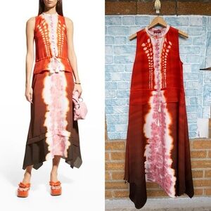 ALTUZARRA 
Penelope Dyed Gradient Asymmetric Midi-Dress SIZE 46/16
